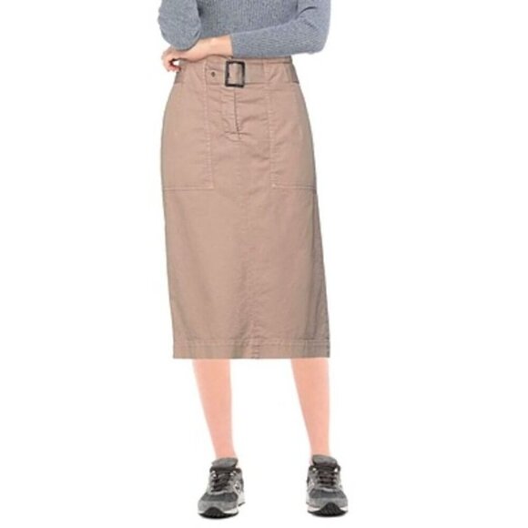 Peserico Khaki Midi Belted Skirt in Size IT 38 - Picture 1 of 10